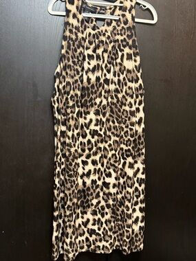 INC International Concepts Leopard Print Knee Length Dress in Black and Tan